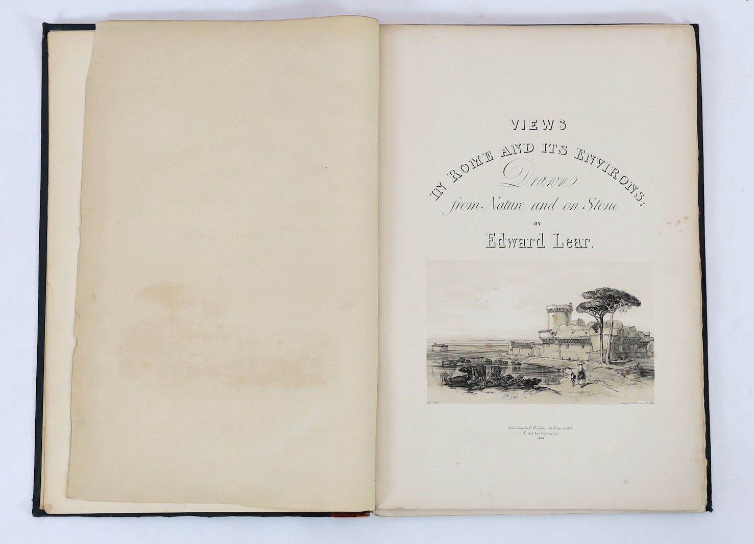 Lear, Edward (1812-1888) - Views in Rome and its Environs: Drawn from Nature on Stone, title with lithographed vignette of Ostia, ‘’list of subjects’’ list